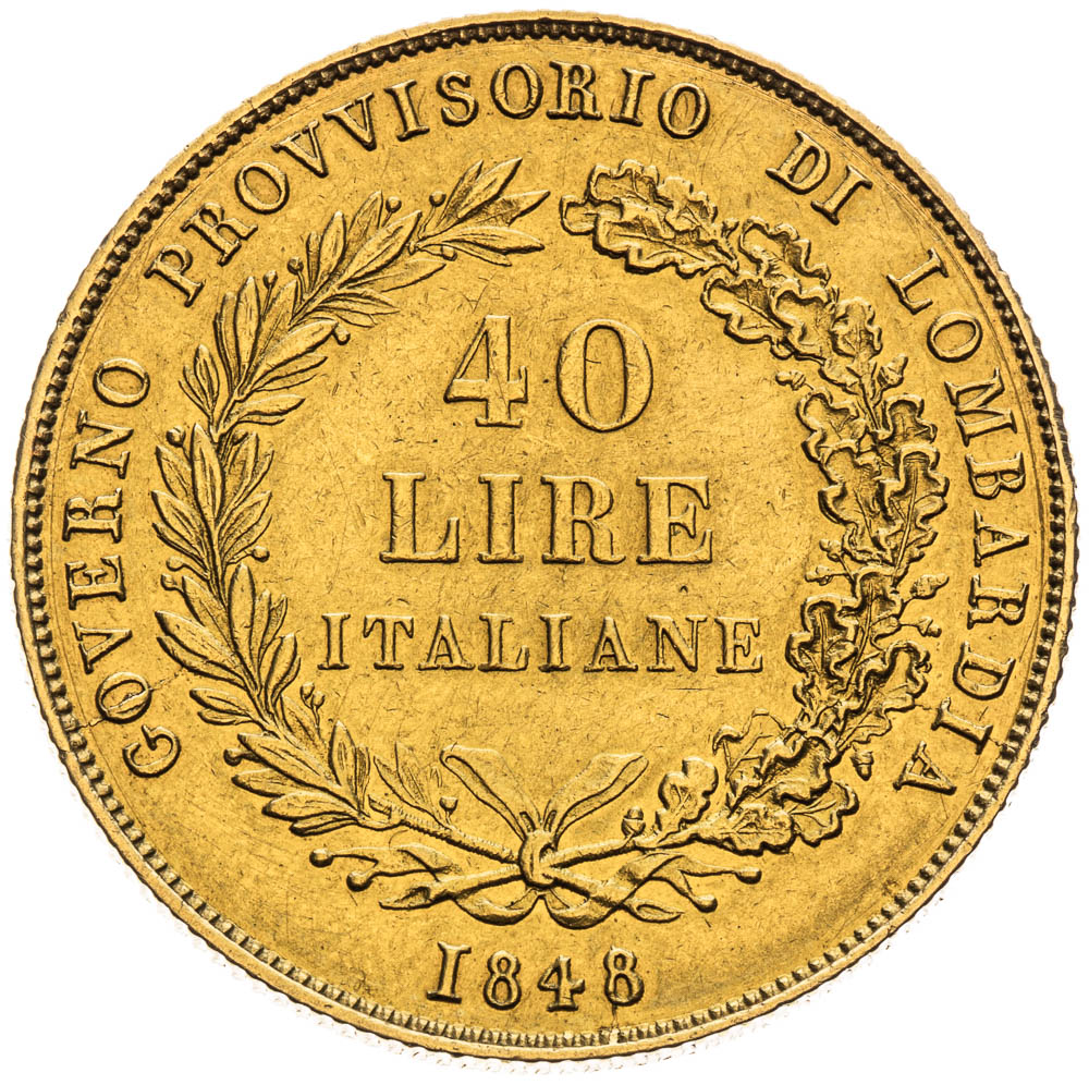 40 Lira 1848 - back