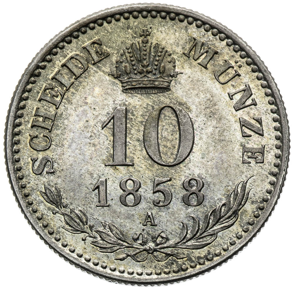 10 Kreutzer 1858 (pattern strike) - back
