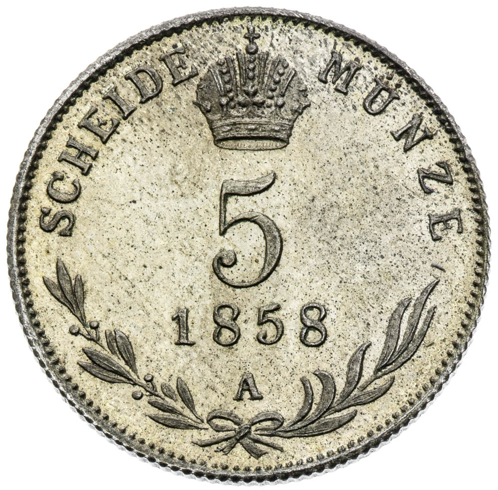 5 Kreutzer 1858 (pattern strike) - back
