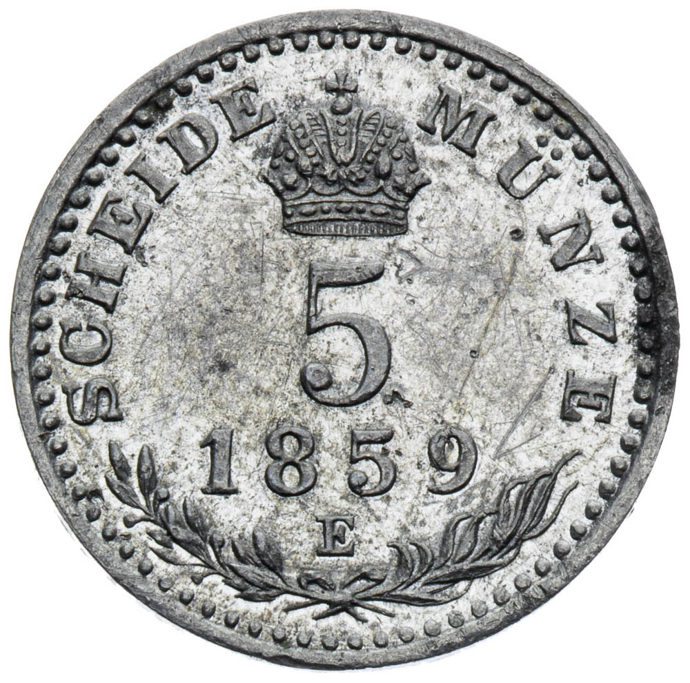 5 Kreutzer 1859 (pattern strike)  - back