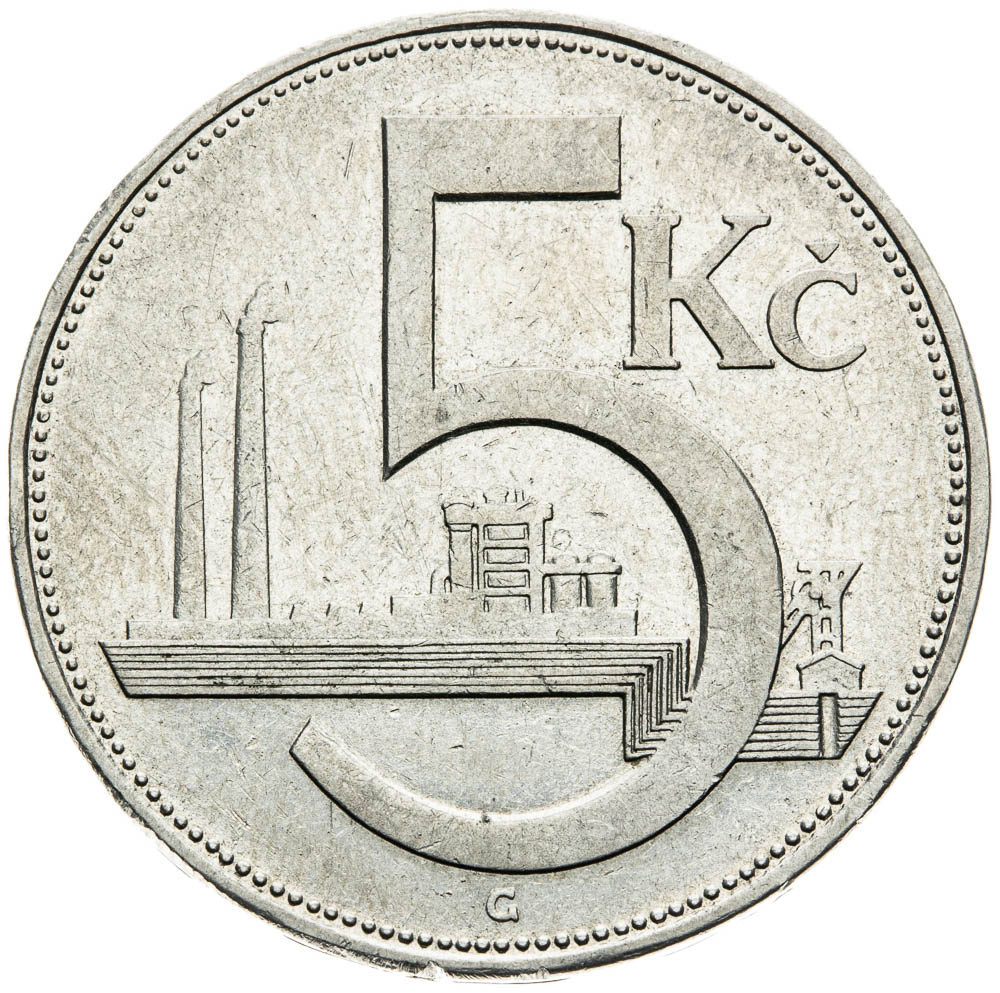 5 Koruna 1937 (Pattern strike) - back