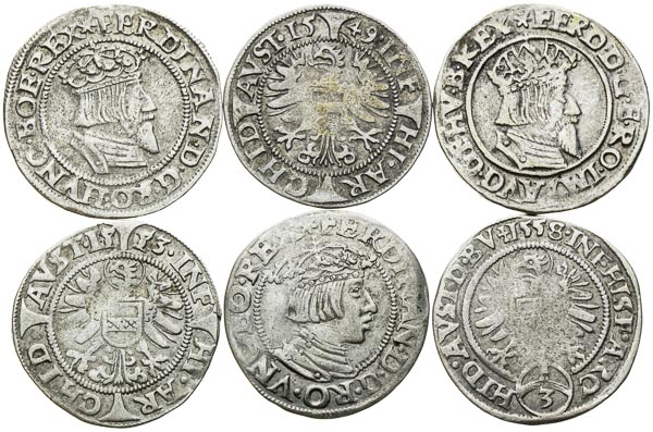 3 Kreutzer 1549, 1550, 1553, 1556, 1558, 1560 (6 pcs) - front
