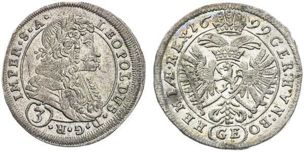 3 Kreutzer 1697-1699 (2 pcs) - front