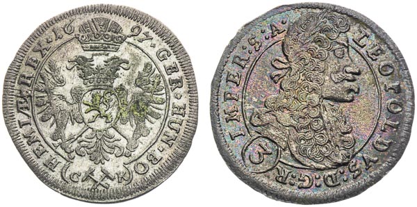 3 Kreutzer 1697-1699 (2 pcs) - back