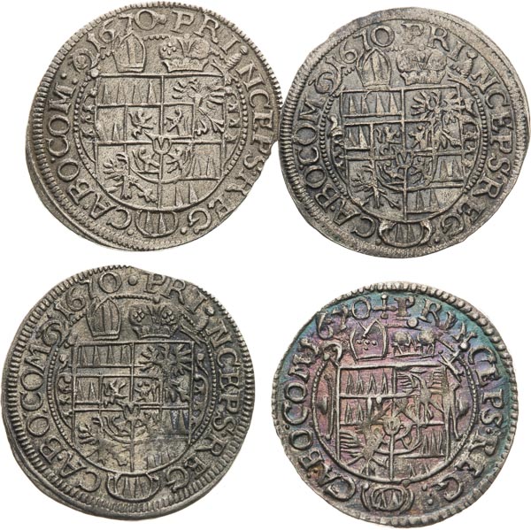 3 Kreutzer 1670 (4 pcs) - back