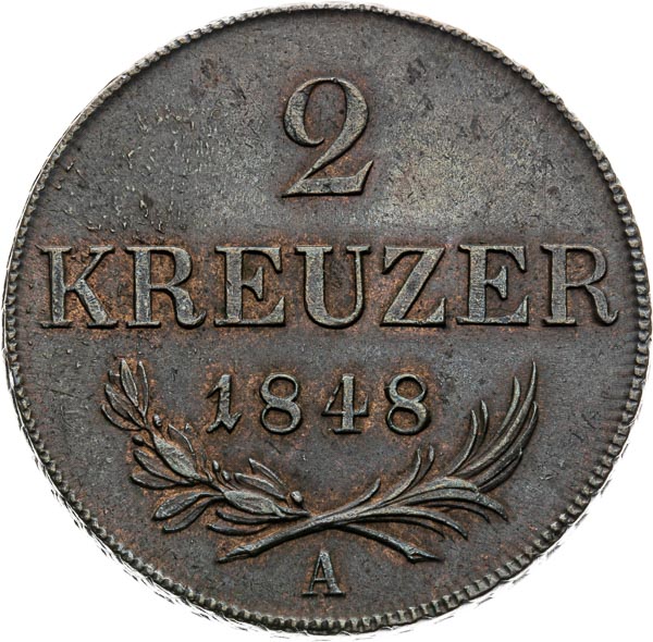 2 Krejcar 1848 - revers