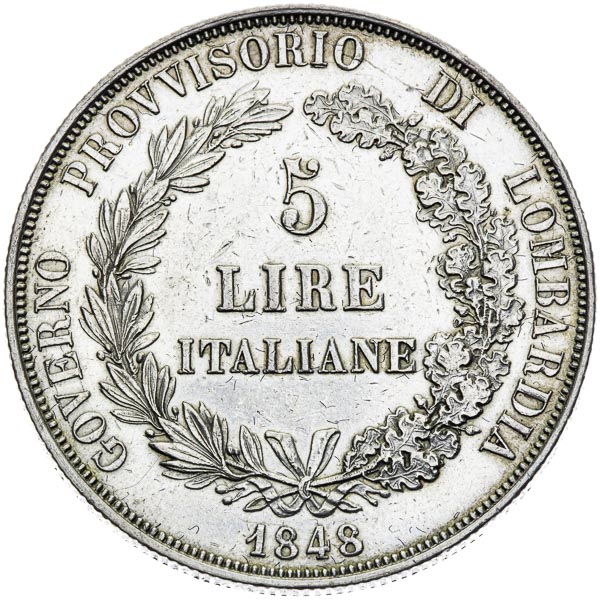 5 Lire 1848 - front