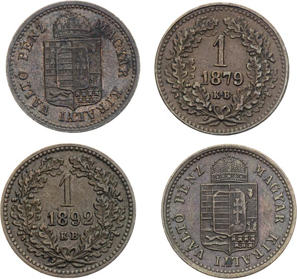 Kreutzer 1879, 1887, 1888, 1892 (4 pcs) - front