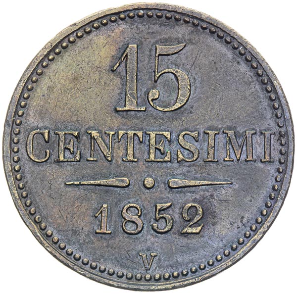 15 Centisimi 1852 - back
