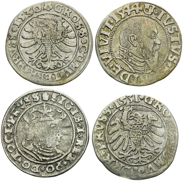 Groschen 1529, 1530, 1531, 1544 (4 pcs) - back
