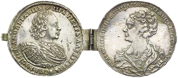 Roubles in medailon - front