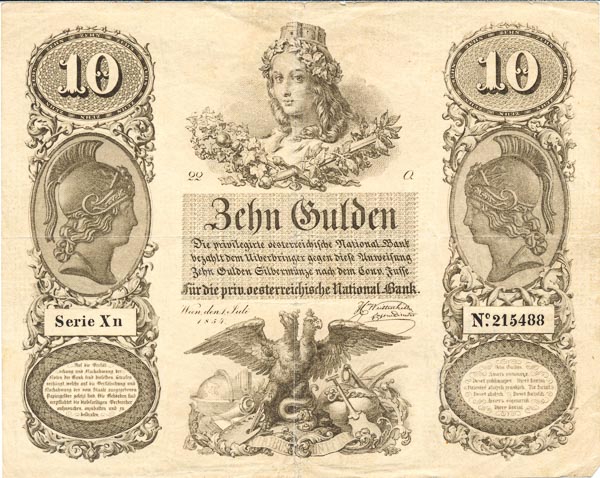 10 Gulden 1854 Xn - front