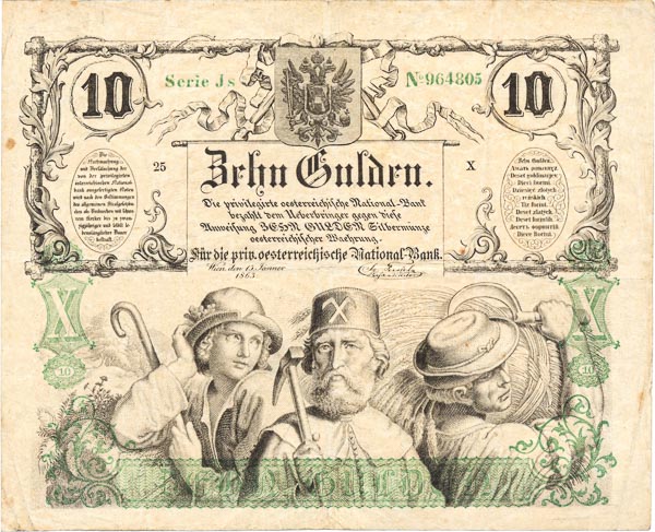 10 Gulden 1863 Js - front