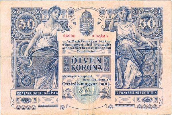 50 Corona 1902 s. 1337 - back