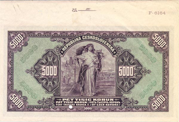 5000 Koruna 1920 A (annulus) - back