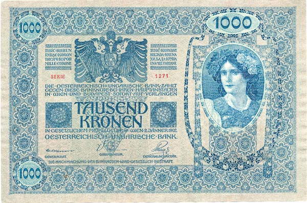 1000 Koruna 1902/1919 s. 1271 (stamp Czechoslovakia) - back