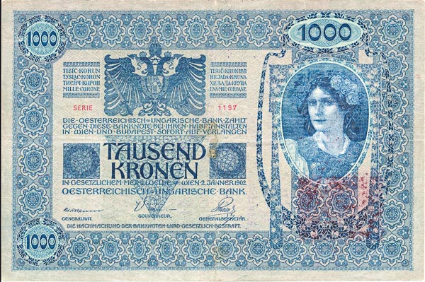 1000 Koruna 1902/1919 s. 1197 (Stamp Czechoslovakia) - front