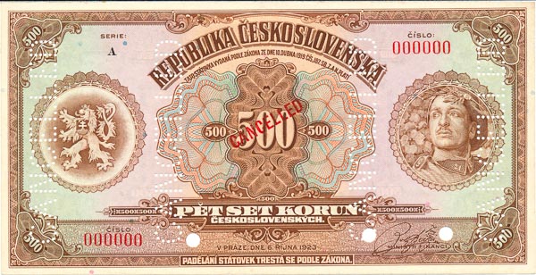 500 Koruna 1923 A (Annulus) - front