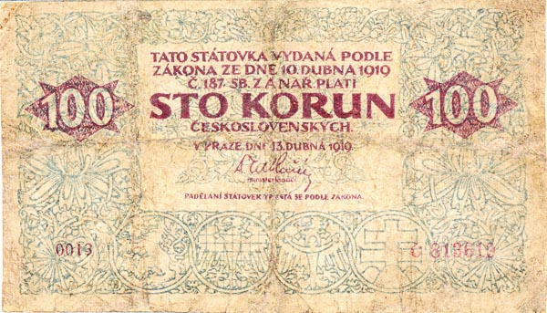 100 Kč 1919 s. 0013 - avers