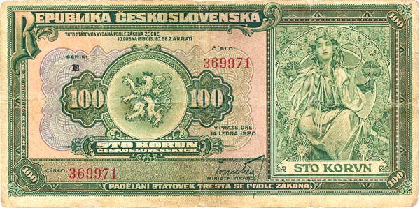 100 Kč 1920 E - avers