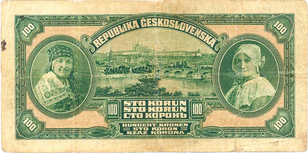 100 Kč 1920 E - revers