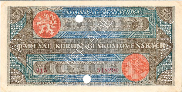 50 Kč 1922 s. 015 (bankovní vzor) - avers