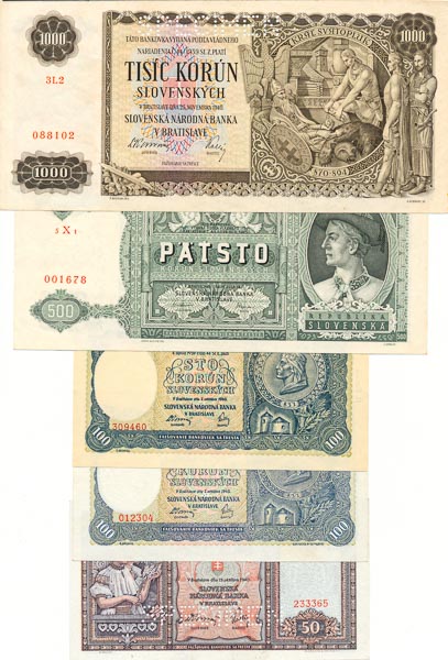 Lot of banknotes (5 pcs) - front
