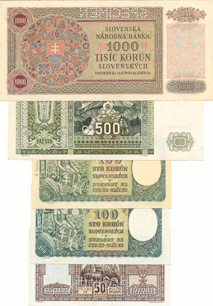 Lot of banknotes (5 pcs) - back