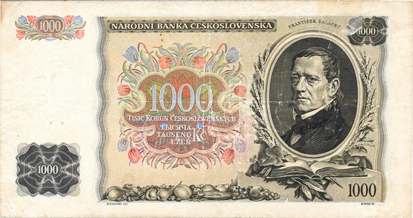 1000 Koruna 1934/1939 E - back