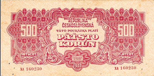 500 Koruna 1944 XA - front