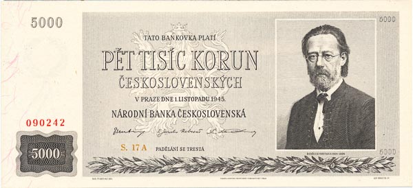 5000 Koruna 1945 s. 17 A - front