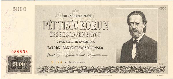 5000 Koruna 1945 s. 17 A - front