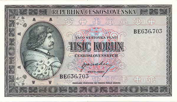 1000 Koruna (1945) BE - front
