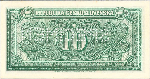 10 Koruna (1945) RU (bank specimen) - back
