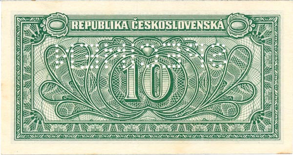 10 Koruna 1950 Cc (bank specimen) - back