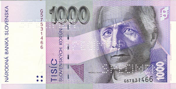 1000 Koruna 1995 G (bank specimen) - front