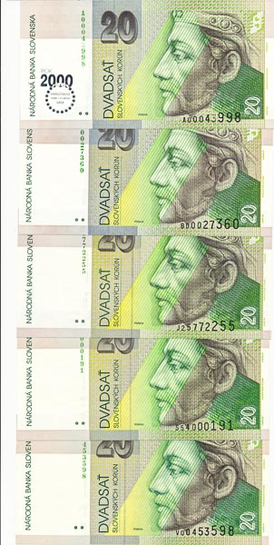 20 Koruna (5 pcs) - front