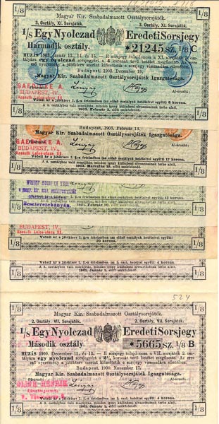 Lot loterijních poukázek (9 ks) - revers