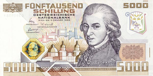 5000 Schilling 1988 C - front