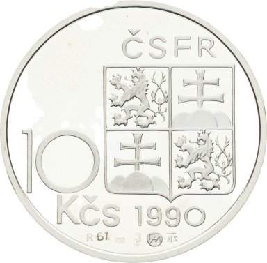 10 Koruna 1990 - T. G. Masaryk (silver replica no. 61) - back