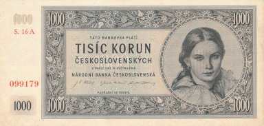 1000 Kčs 1945 s. 16 A - averz