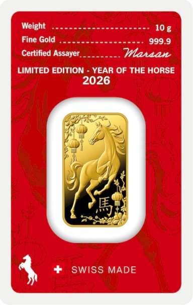 Gold bar Year of the horse 2026 Argor-Heraeus 10 g - front