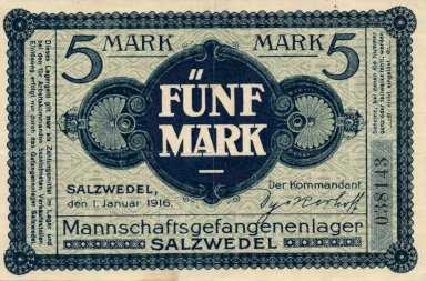 5 Mark 1916 (Mannschaftsgefangenenlager Salzwedel) - avers