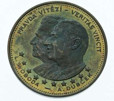 Strieborná medaila 1968 - Alexander Dubček/ L. Svoboda - front