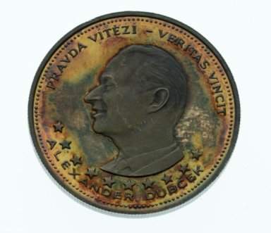 Silver medal 1968 - Alexander Dubček/Ján Hus - front