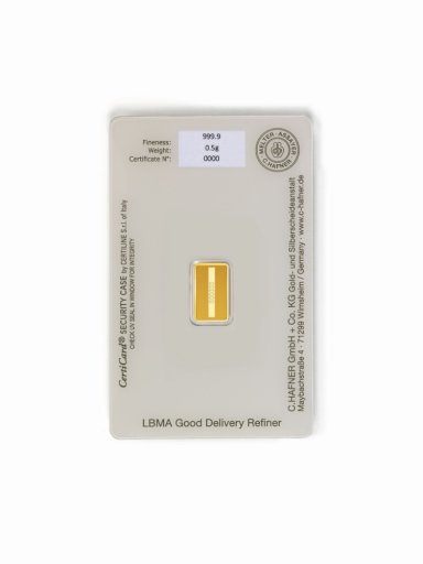 Zlatá tehlička C. Hafner 0,5 g - reverz