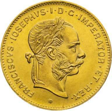 Investičné zlato 4 Gulden ( 4 Zlatník ) František Jozef I. 1892 - Novorazba - reverz