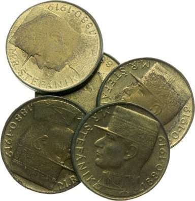 Lot 5ks 10 Kčs 1993 Štefánik - revers