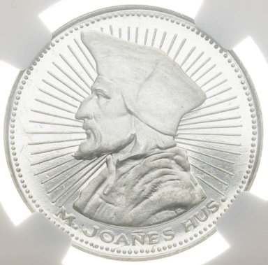 Silver medal 1968 - Alexander Dubček/Ján Hus PF 67 - back