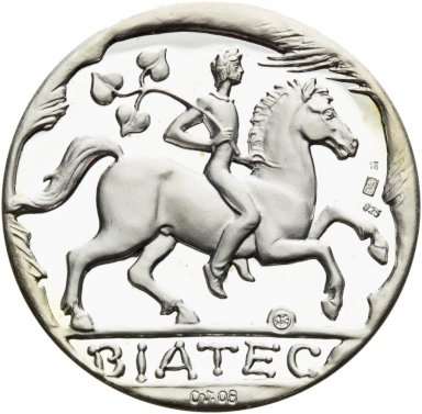 Silver medal with the BIATEC motif, no. 18 - front